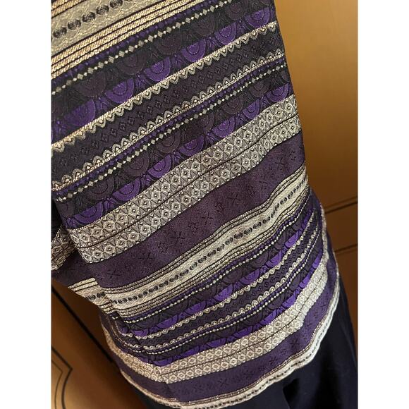 Vintage brocade top in purple and gold, size L - Picture 4 of 7